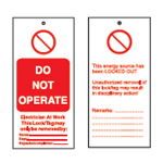 Tagout: Advarsel Tags 110 mm x 50 mm tykkelse 0,249 mm Heavy Duty Polyester