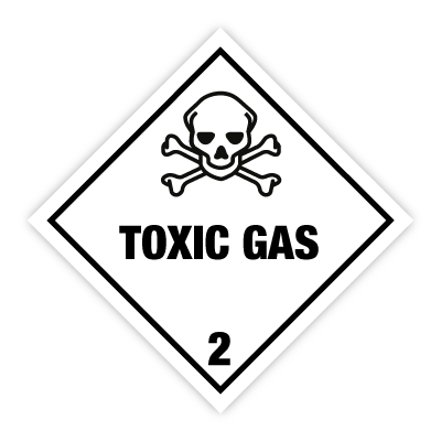 Toxic gas kl. 2 fareseddel Rulle 250 stk. selvklæbende etiketter