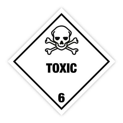 Toxic/poison kl. 6 fareseddel Rulle 250 stk. selvklæbende etiketter