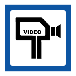 Videokamera piktogram overvågningsskilt - Selvklæbende vinyl