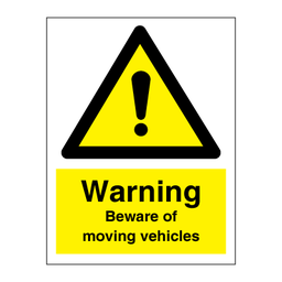 Warning Beware of moving vehicle 200 x 150 mm
