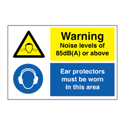 Warning Noise levels of 85 dB 200 x 300 mm