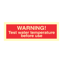 Warning! Test water temperature before use 100 x 300 mm