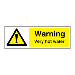 Warning - Very hot water 100 x 300 mm