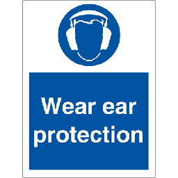 Wear ear protection påbudsskilt