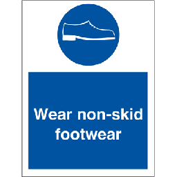 Wear non-skid footwear 200 x 150 mm