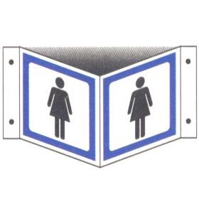 [17-131010ANN] Kvinde, toilet piktogram, vinkelskilt i alu 200 x 200 mm