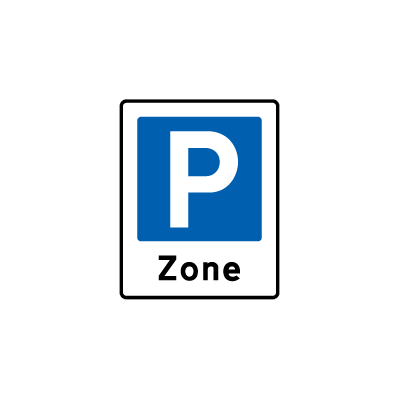 Zone med parkering E 68,3 oplysningstavle