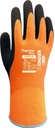 Heldyppet Hi-Viz orange termo handske i vandtæt naturgummi på acryl/bomuld for fremragende ru gribeflade. Længde 280 mm.