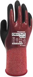 Heldyppet skærefast smidig og fleksibelt Nitril NBR handske. HPPE olie resistent God åndbarhed samt kølig bærekomfort, cut level 5, længde 265 mm Wondergrip WG-718 Dexcut