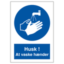 Husk! At vaske hænder - påbudsskilt, selvklæbende vinyl