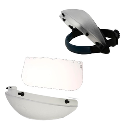[32-P-HG5-C+S16-PE4] Ansigtsskærm sæt, Gennemsigtig Hovedbøjle til visirer med hagebeskytter HG5-C  inkl. PETG visir S16-PE4