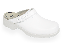 D-S Flex hvid lædertøffel med hælrem og comfeet indersål slippers model