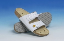 Hvid ESD sandal fremstillet af navlæder med skridsikker sål. RESTLAGER SÅ LÆNGE LAGER HAVES