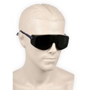 Sikkerhedsbrille grønlig mørke linse med faste sideskjolde, kan bæres på egen brille Optisk klasse 1 vægt 32 gram
