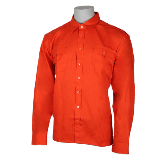 D-S Job-Tex orange arbejdsskjorte, 100% bomuld 335 gram, med 2 stk brystlommer samt skulderstropper RESTSALG SÅ LÆNGE LAGER HAVES