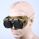 Kapselbrille svejsebrille med opklappelig svejseforsats, plads til brugerens normale briller leveres med Din 5 glas