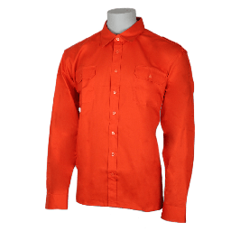 D-S Job-Tex Classic orange arbejdsskjorte, polyester/bomuld, med 2 stk brystlommer samt skulder strop REST SALG SÅ LÆNGE LAGER HAVES