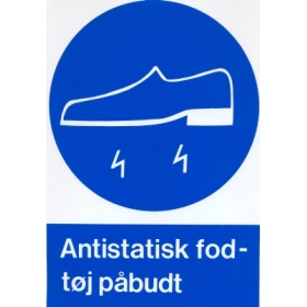 [17-P209PA4] Antistatisk fodtøj påbudt, påbudsskilte, hård plast 297 x 210 mm