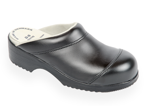 D-S Flex sort sikkerhedstøffel slippers med påmonteret gummi næsebeskytter for slitage 483S  (A351-01 )