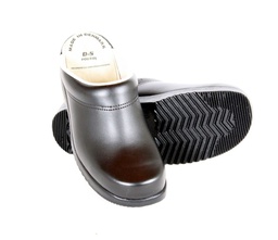 D-S Flex sort bøjelig tøffel træsko slippers model skridsikker sål overdel i læder