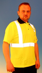 Polo-shirt, Hi-Viz Fluorescerende gul blå krave knapper i hals med refleks EN 471 klasse 2. 100% polyester