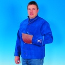 Blue Skinnex kraftig blå oksespalt, standard jakke syet med kevlar tråd flammesikret velcrolukning XXL