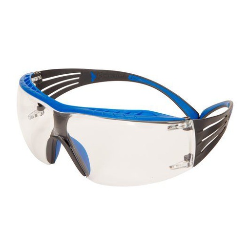 [35-SF401-XSGAF-BLU] 3M SecureFit 400X beskyttelsesbriller, blåt/gråt stel, Scotchgard anti-dug (K&N), klar linse, 400X-SF401XSGAF-BLU-EU