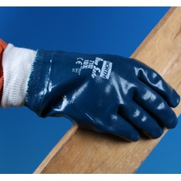 Blå nitril-coatede arbejdshandsker, heldyppet, BlueSafe, T102, 270-280 mm