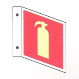 [17-131046PANN] Brandslukker, efterlysende skilt i reflekterende aluminium, L-profil 200 x 200 mm