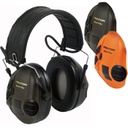 3M PELTOR SportTac headset, 26 dB, orange / grønne Hi-Viz kopper, foldbar hovedbøjle, MT16H210F-478-GN vægt kun 302 gram 