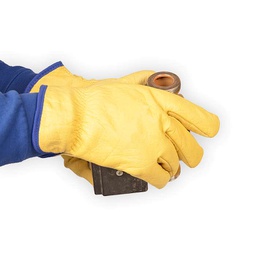 Gul smidig Driver Kalveskinds handske med isolerende flonels bomulds-for, længde 25 cm. 13-5401