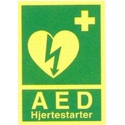 [17-401628PRA5] Hjertestarter/AED - efterlysende, hård plast 210 x 148 mm