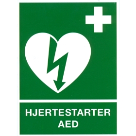 [17-401628VA5] Hjertestarter/AED, henvisningsskilt, selvklæbende folie