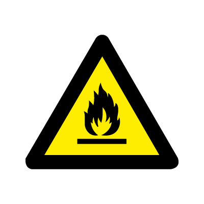 Brandfarlige stoffer advarselsskilt, selvklæbende plast trekantet