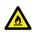 Brandfarlige stoffer advarselsskilt, selvklæbende vinyl trekantet
