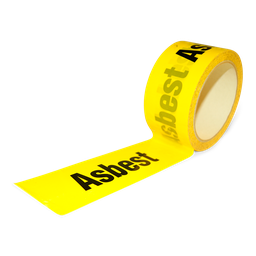 [17-400295] Gul tape med ASBEST tryk, 66 meter bredde 50 mm