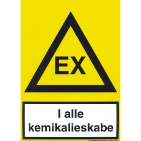 [17-9041-S] EX "I alle kemikalieskabe", advarselsskilt, selvklæbende folie