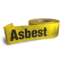 [17-130062] Asbest afspærringsbånd af plast, gul/sort, 500 m x 75 mm