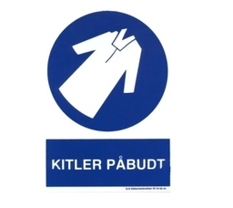 [17-8021] Kittel påbudt, påbudsskilte, hård plast 297 x 210 mm