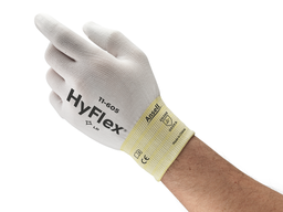 Ansell HyFlex Lite 11-605 Hvid monterings handske, PU på fingerspidser, polyamidfor, som giver en fin fingerføling længde 160-255 mm