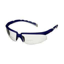 [35-S2015AFBLU] 3M™ Solus™ 2000 beskyttelsesbriller, blå/grå brillestænger, anti-dug/anti-ridse, klar linse med læsefelt +1,5, S2015AF-BLU