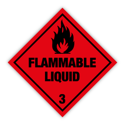 [17-J-132258] Flammable liquid kl. 3 fareseddel - 250 stk rulle - 100 x 100 mm