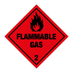 [17-J-132255] Flammable Gas kl. 2 fareseddel - 250 stk. rulle - 100 x 100 mm