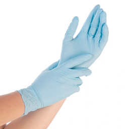 Blå pudderfri nitrilhandske, længde 24cm SAFE FIT  tykkelse håndflade/fingerspids 0,08mm latex fri fødevaregodkendt æske a 200 stk