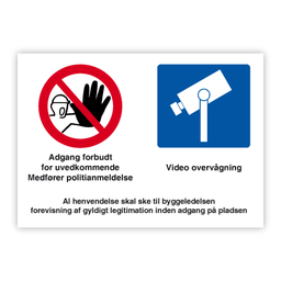Adgang forbudt - Videoovervågningsskilt A3 297x420 mm
