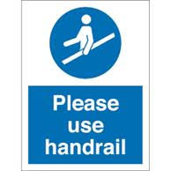 [17-P222VA5-EN] Please use handrail påbudsskilt , Selvklæbende 210 x 148 mm