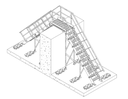Stepover til forhindringer på tag 2800 x 1000 mm, Vectaway® crossover walkway / stepover i aluminium