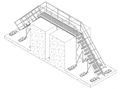Stepover til forhindringer på tag 2800 x 4000 mm, Vectaway® crossover walkway / stepover i aluminium