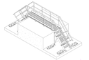 Stepover til forhindringer på tag 1200 x 3000 mm, Vectaway® crossover walkway / stepover i aluminium